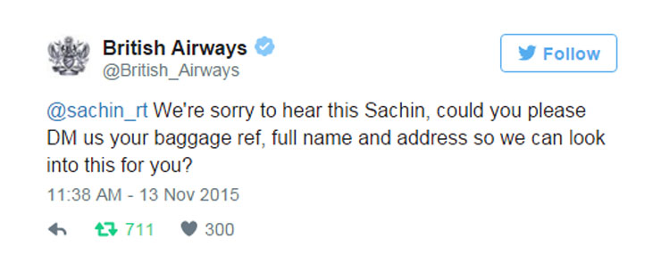 Sachin British Airways tweet 3