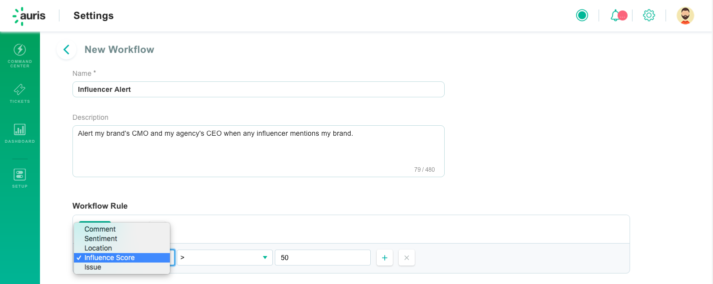 setup rules influencer score