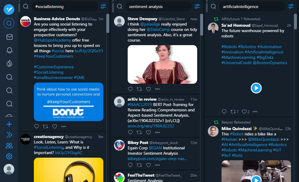 TweetDeck - social listening tools